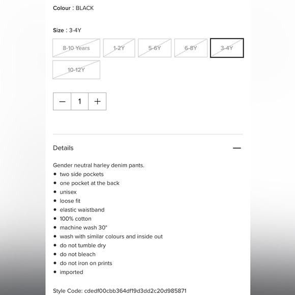 Ammehoela Unisex Herley Jeans - Washed Black, Sz 1-2 Years - Picture 6 of 8